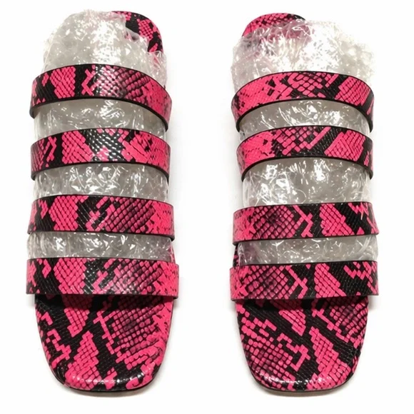 Antonio Melani Merced Pink Snakeskin Multi Strap Slide Sandals - Picture 3 of 7